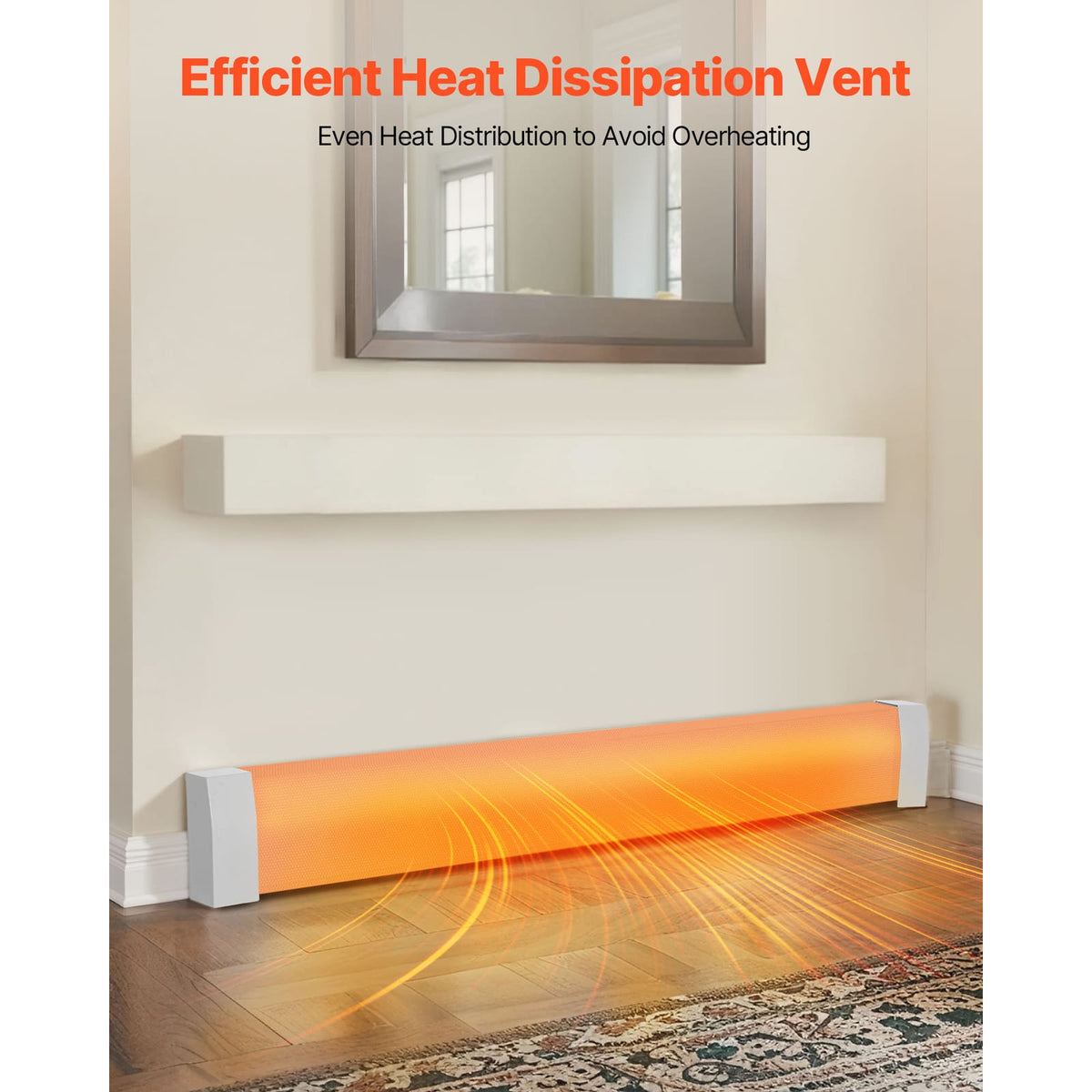 5 ft White Baseboard Heater Cover - Steel Protection