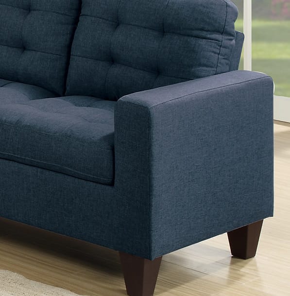 Modular Navy Sectional Sofa - 5 Seat, Polyfiber Fabric