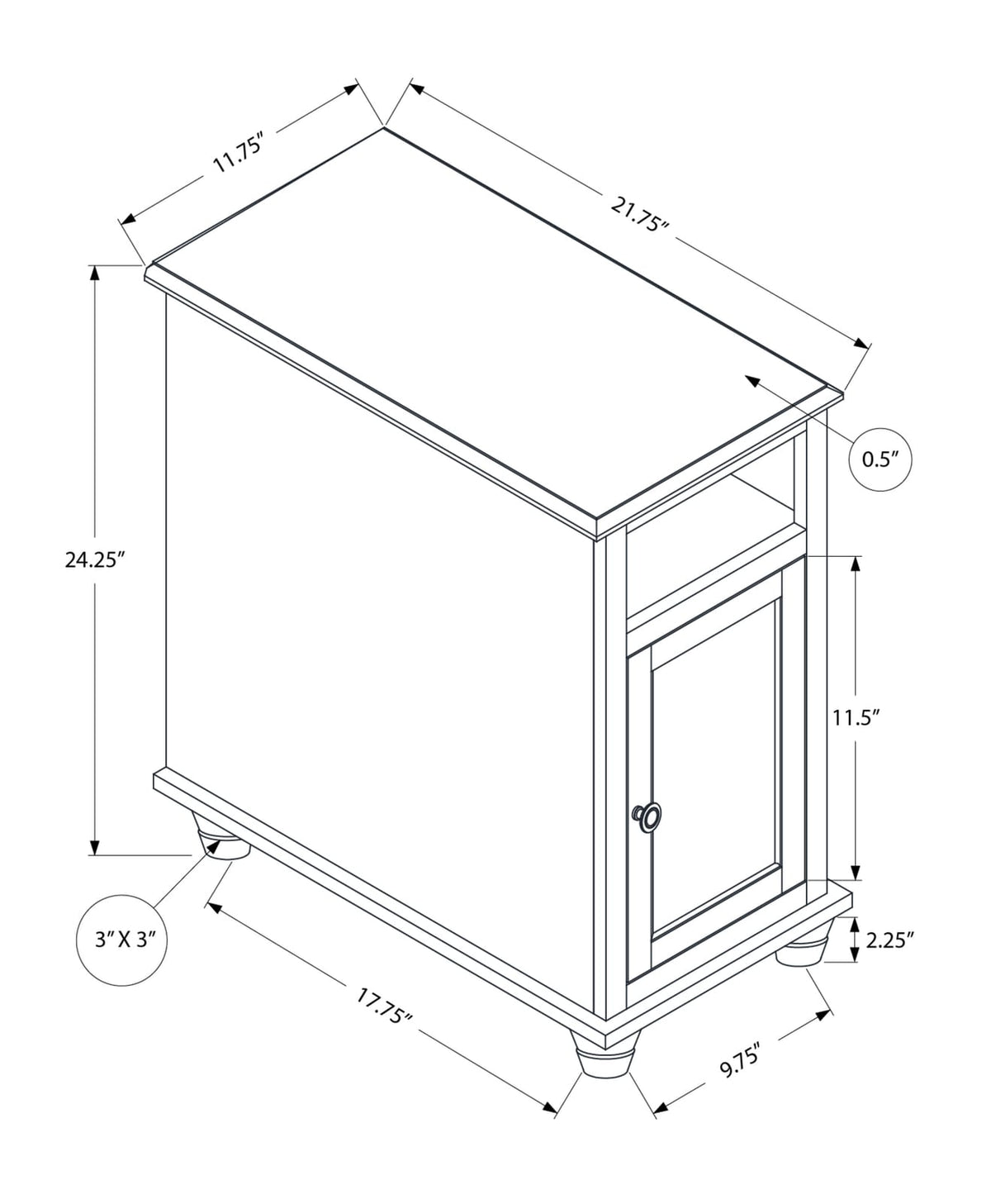 Accent Table - White & Brown Veneer Storage Side Table