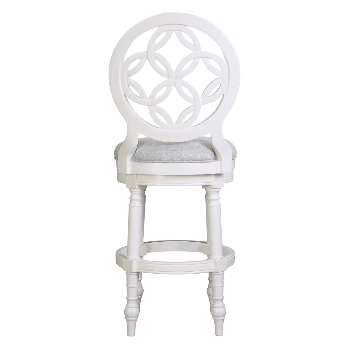 White Wood Bar Stool with Back - 23.5" Round Seat