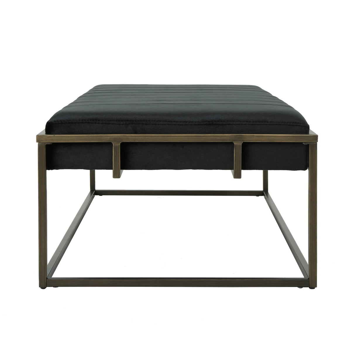 Black Velvet Ottoman Bench - Modern Bedroom Accent