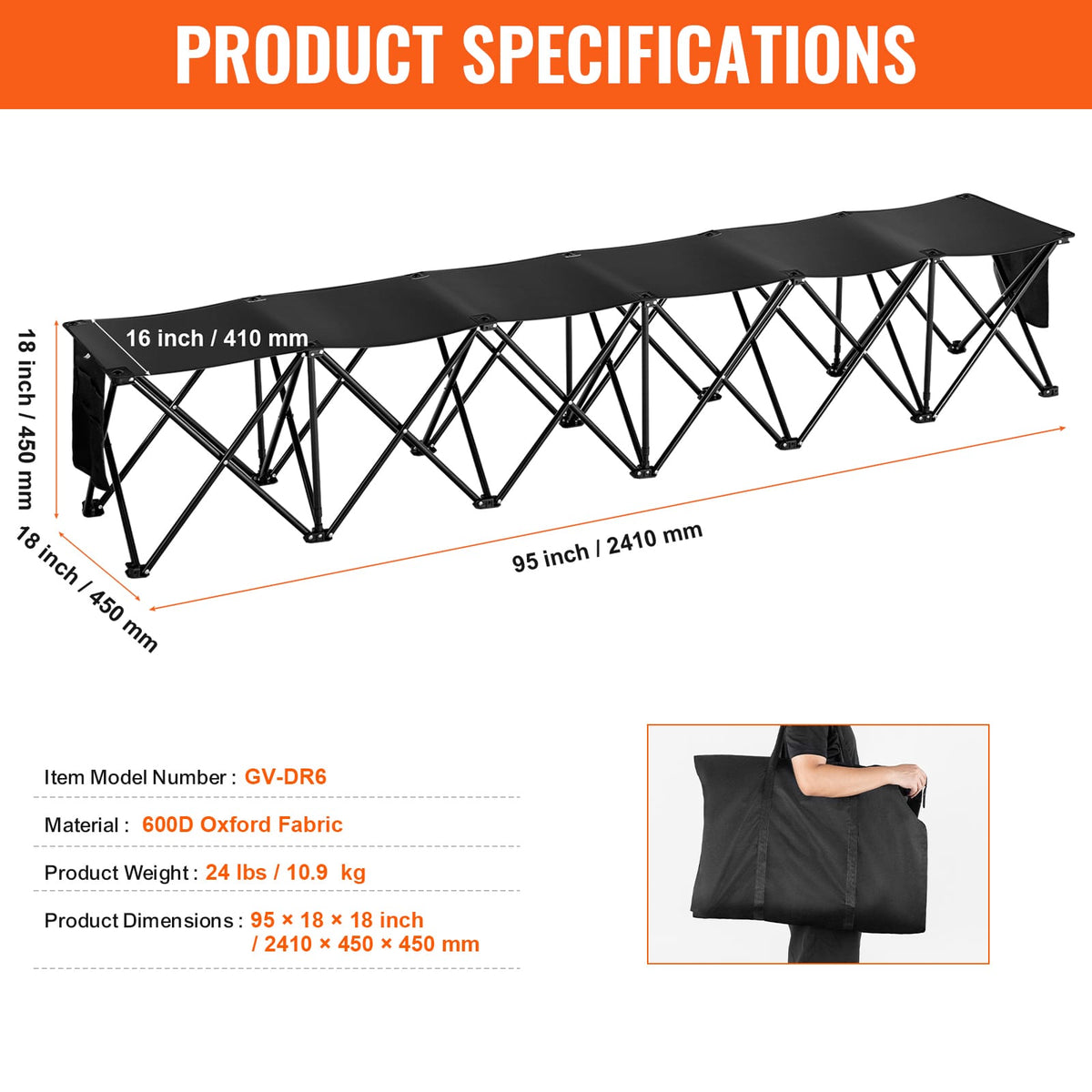Black Iron Folding Bench for Garden Patio Seating and Poolside