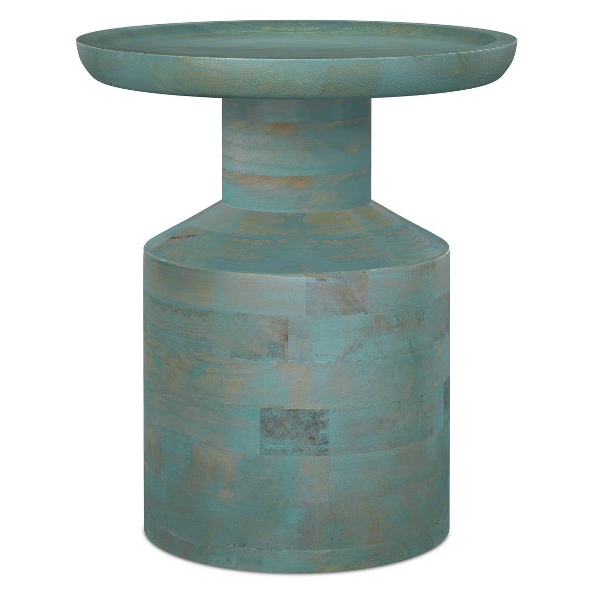 Teal Mango Wood Accent Table - 16" D for Living Room