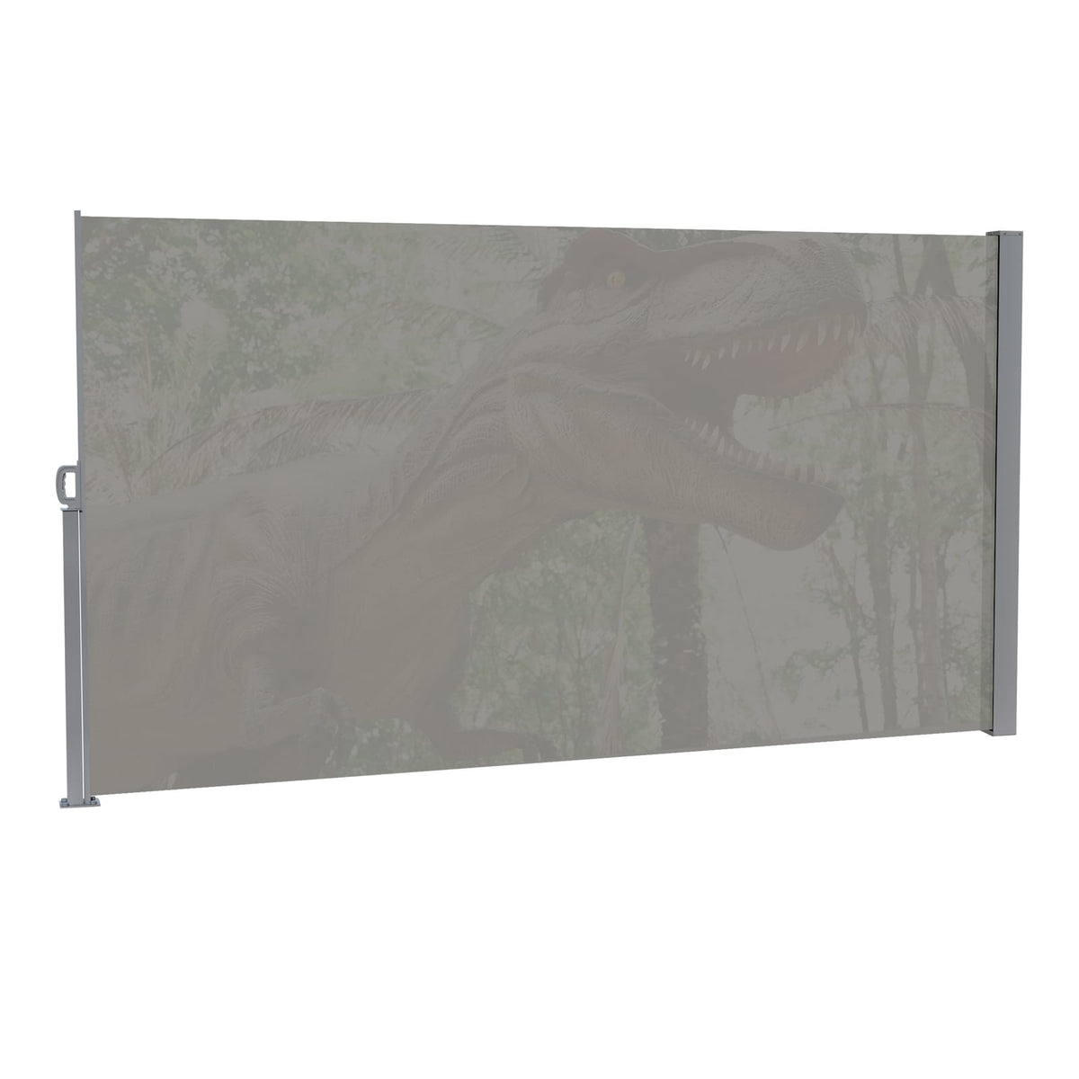 Gray Retractable Side Awning Screen for Garden or Pool Area