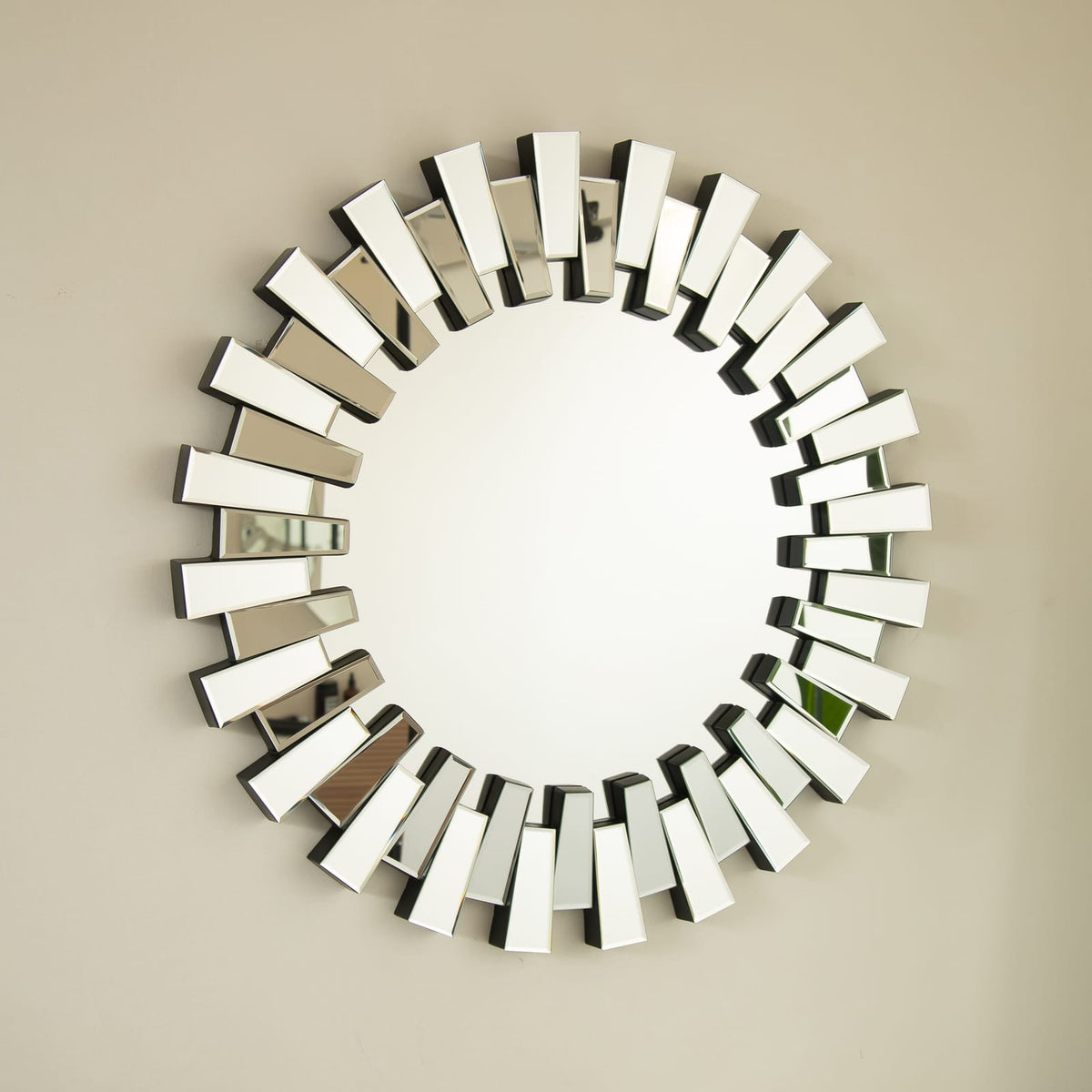 Silver PU Decorative Circle Mirror - 31.5" Wall Mirror