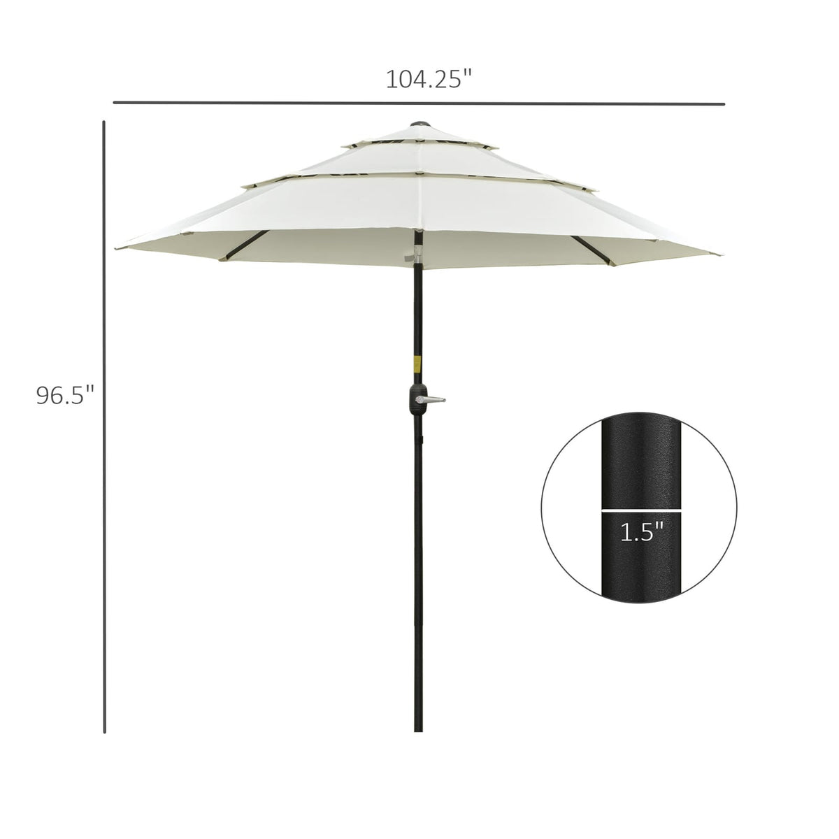 Outsunny 9FT Patio Umbrella - Beige Polyester Shade, Easy Crank Open
