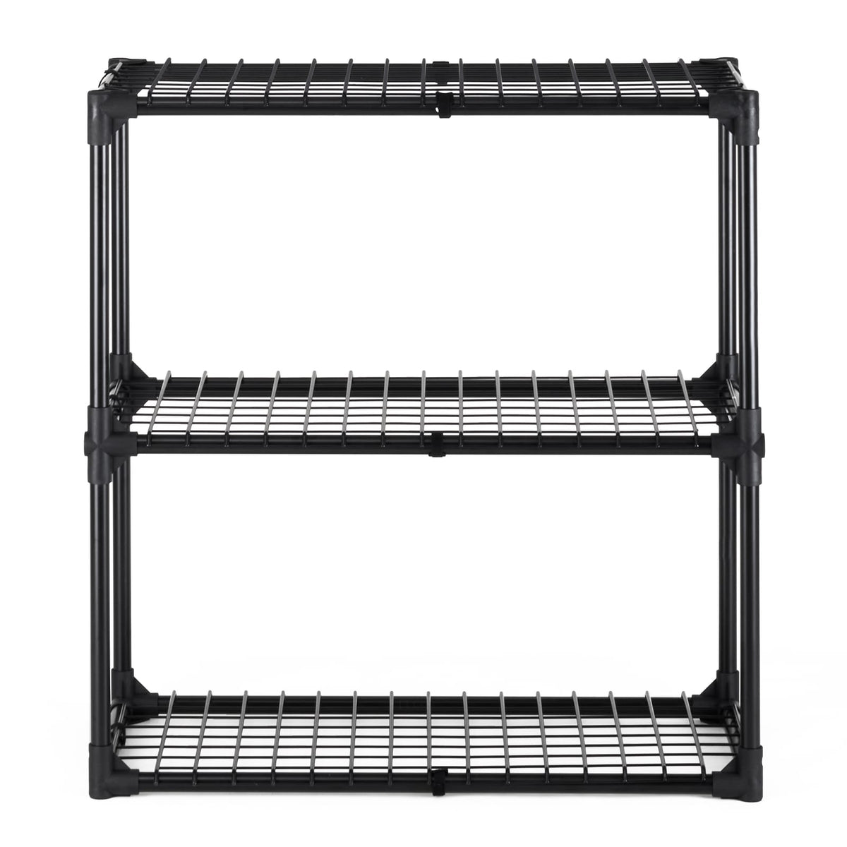 3-Shelf Black Steel Wire Rack - Storage Unit for Living Room