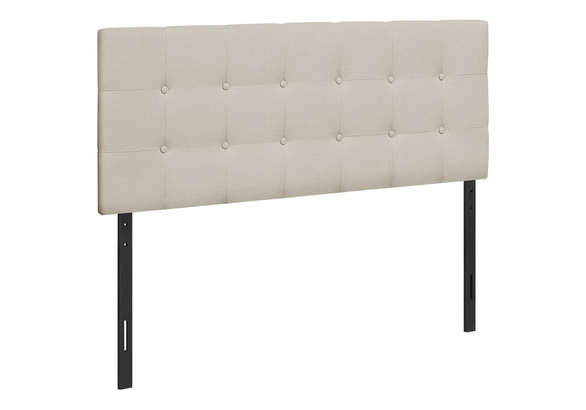 Full Size Beige Upholstered Headboard - Linen Look for Bedroom