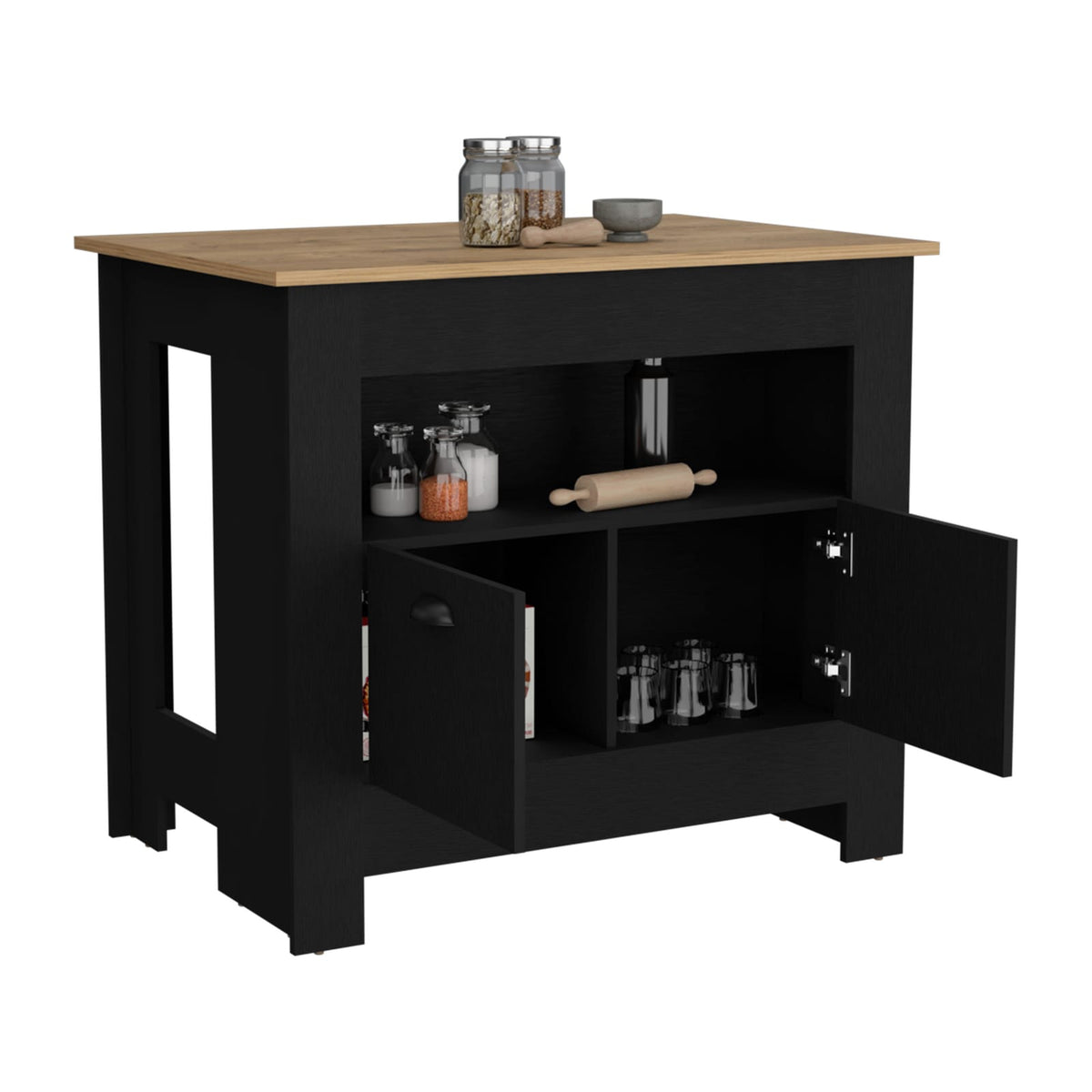 Multicolor Kitchen Island - Rectangular 35.3" Stationary Island