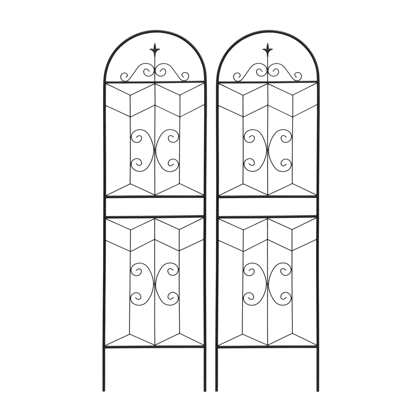 2-Pack 71-Inch Black Metal Garden Trellis Set for Climbing Plants and Vines