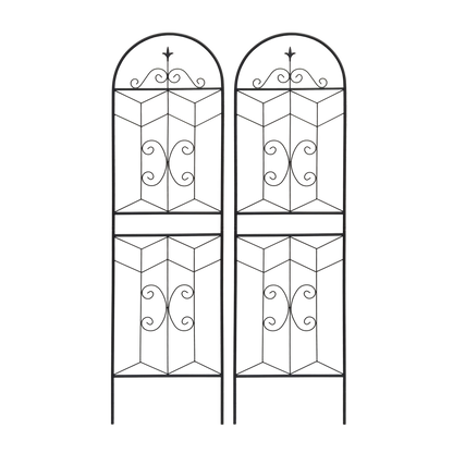 2-Pack 71-Inch Black Metal Garden Trellis Set for Climbing Plants and Vines