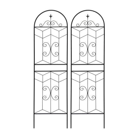2-Pack 71-Inch Black Metal Garden Trellis Set for Climbing Plants and Vines