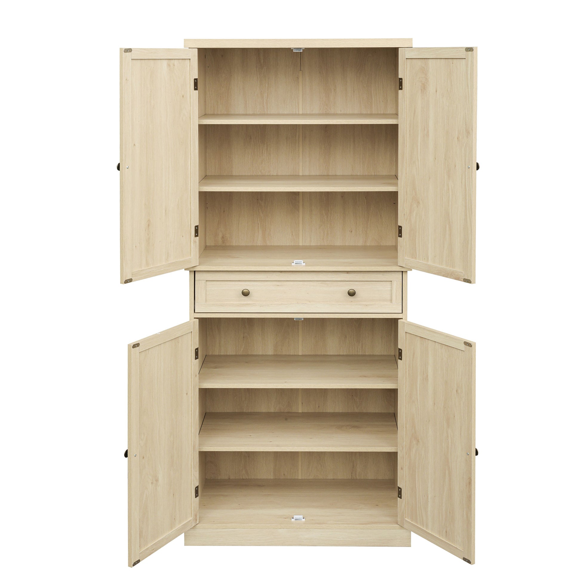 4 Door Cabinet with 1 Drawer, with 4 Adjustable Inner Shelves, Storage Cabinet