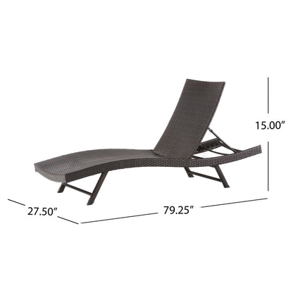 Brown Rattan Patio Chaise Lounge Set - 2 Pieces