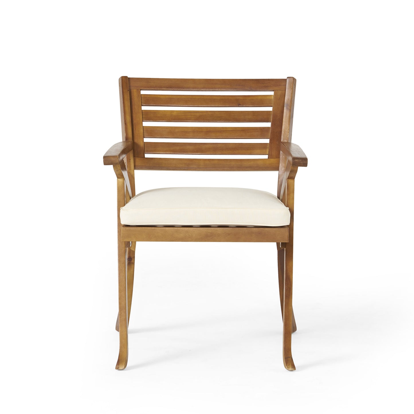 Cream & Teak Outdoor Dining Set - Seats 4 With Cushions