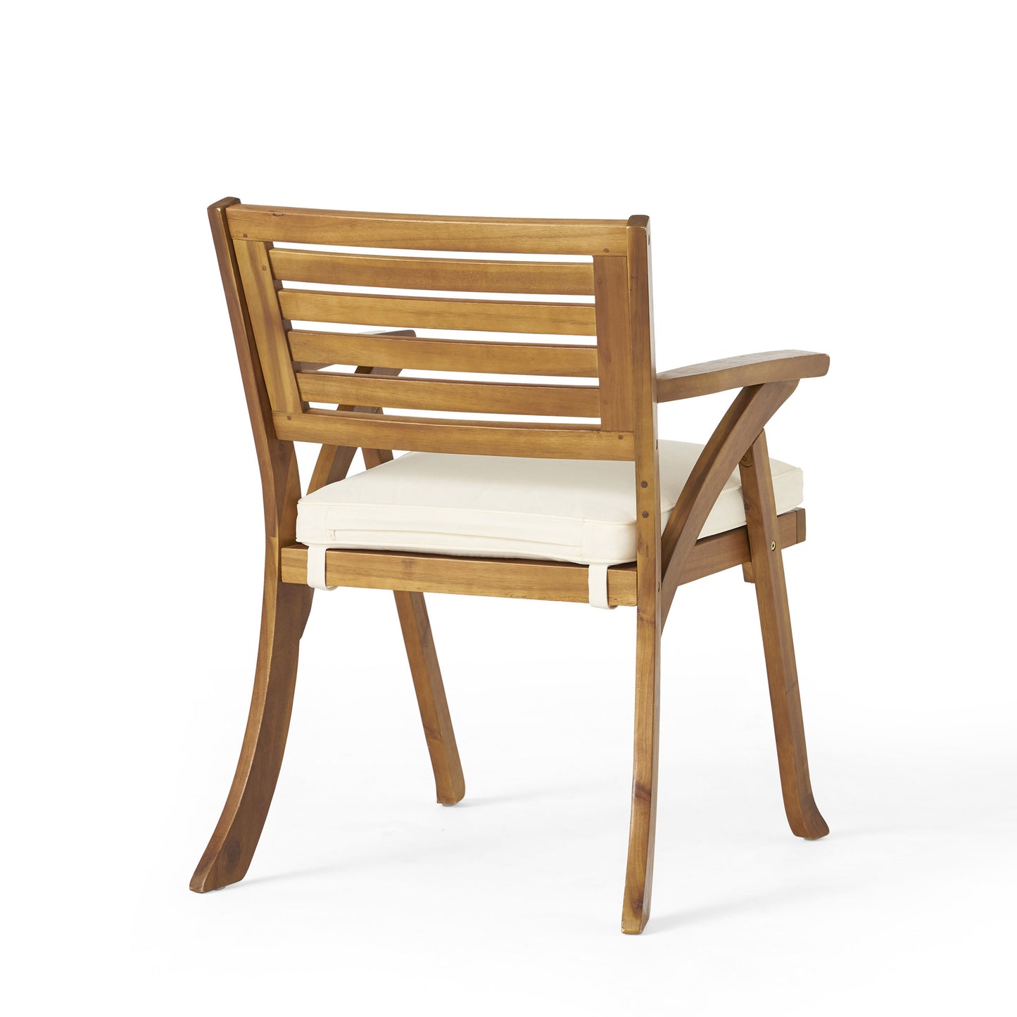 Cream & Teak Outdoor Dining Set - Seats 4 With Cushions