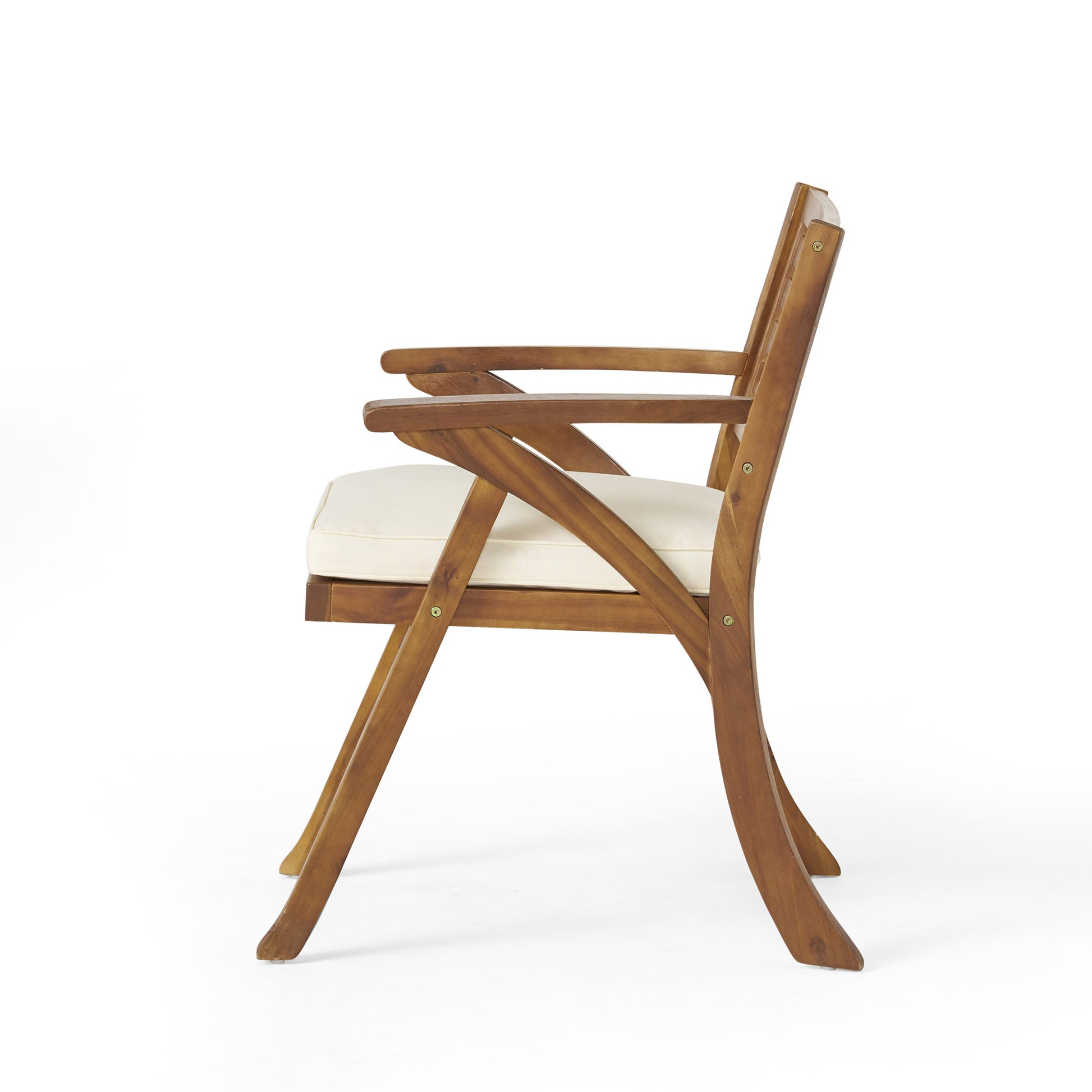 Cream & Teak Outdoor Dining Set - Seats 4 With Cushions