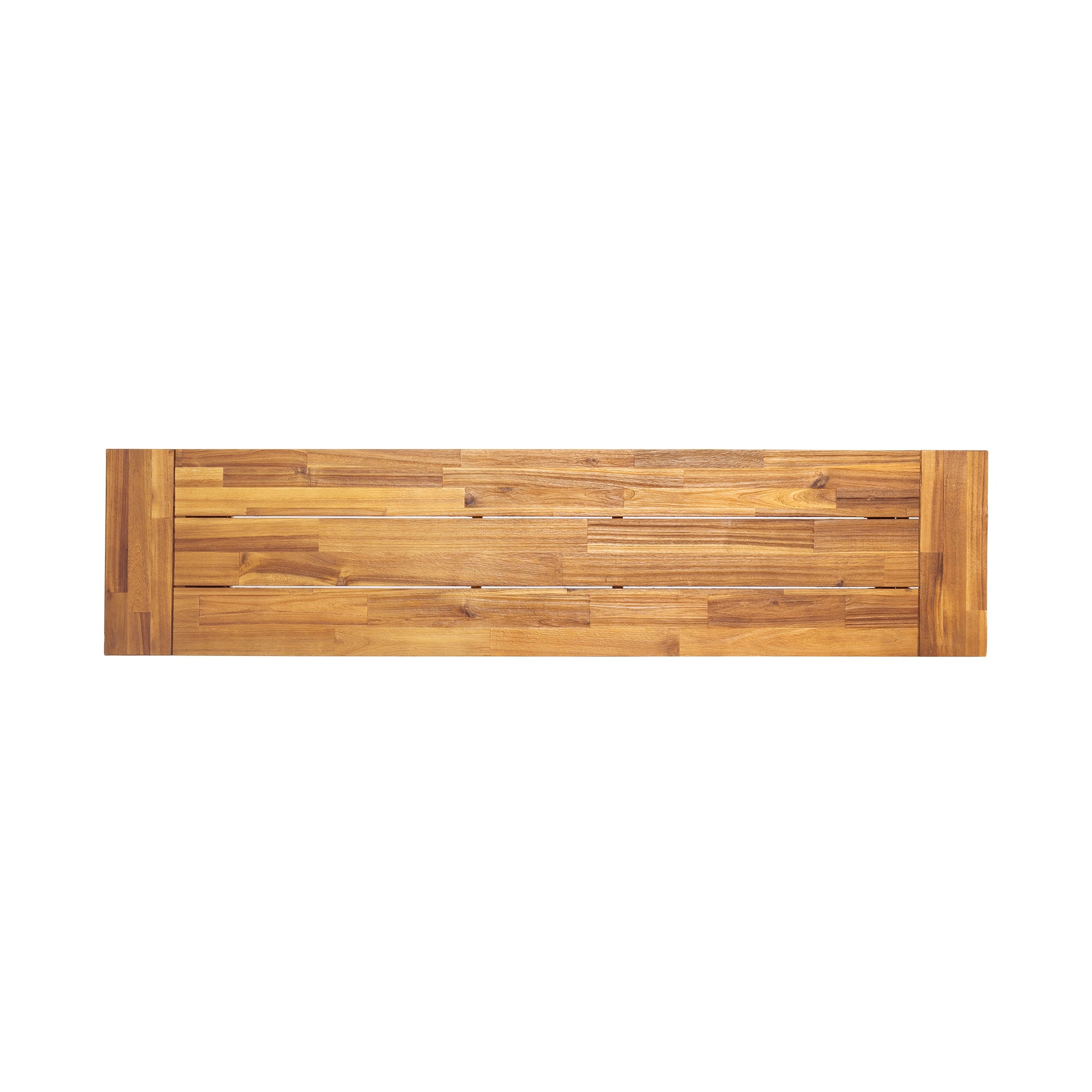 Brown Acacia Wood Outdoor Patio Bench Set of 2 | Modern Industrial