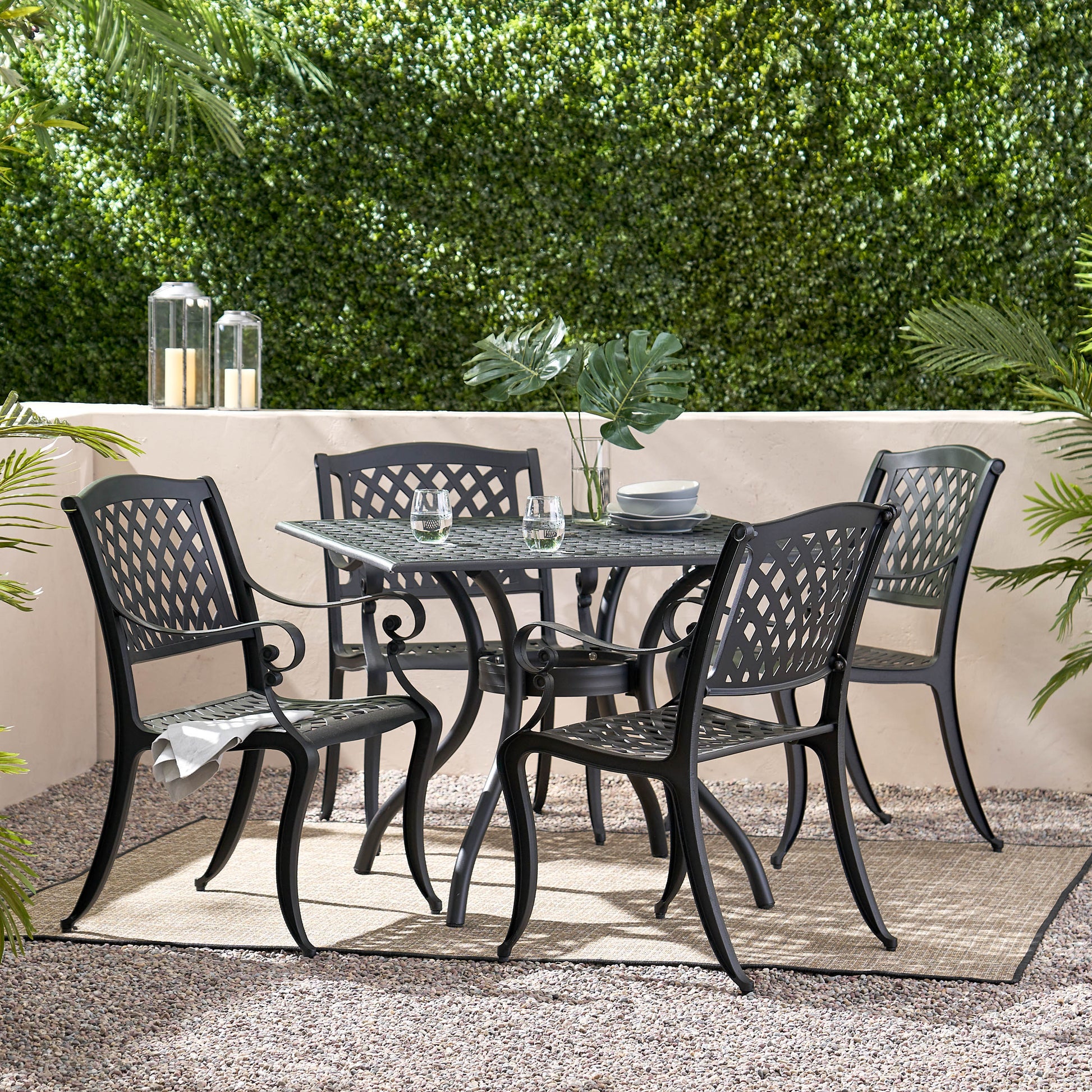 Black Aluminium Outdoor Dining Set for Patio Deck