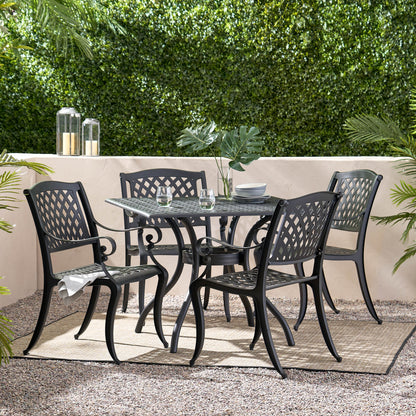 Black Aluminium Outdoor Dining Set for Patio Deck