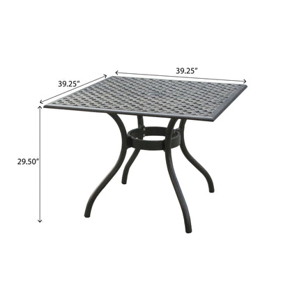 Black Aluminium Outdoor Dining Set for Patio Deck