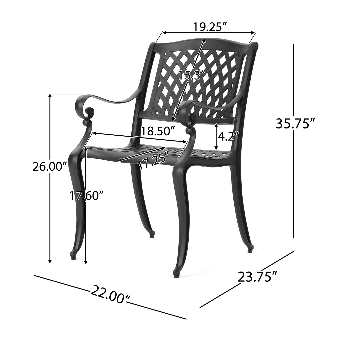 Black Aluminium Outdoor Dining Set for Patio Deck