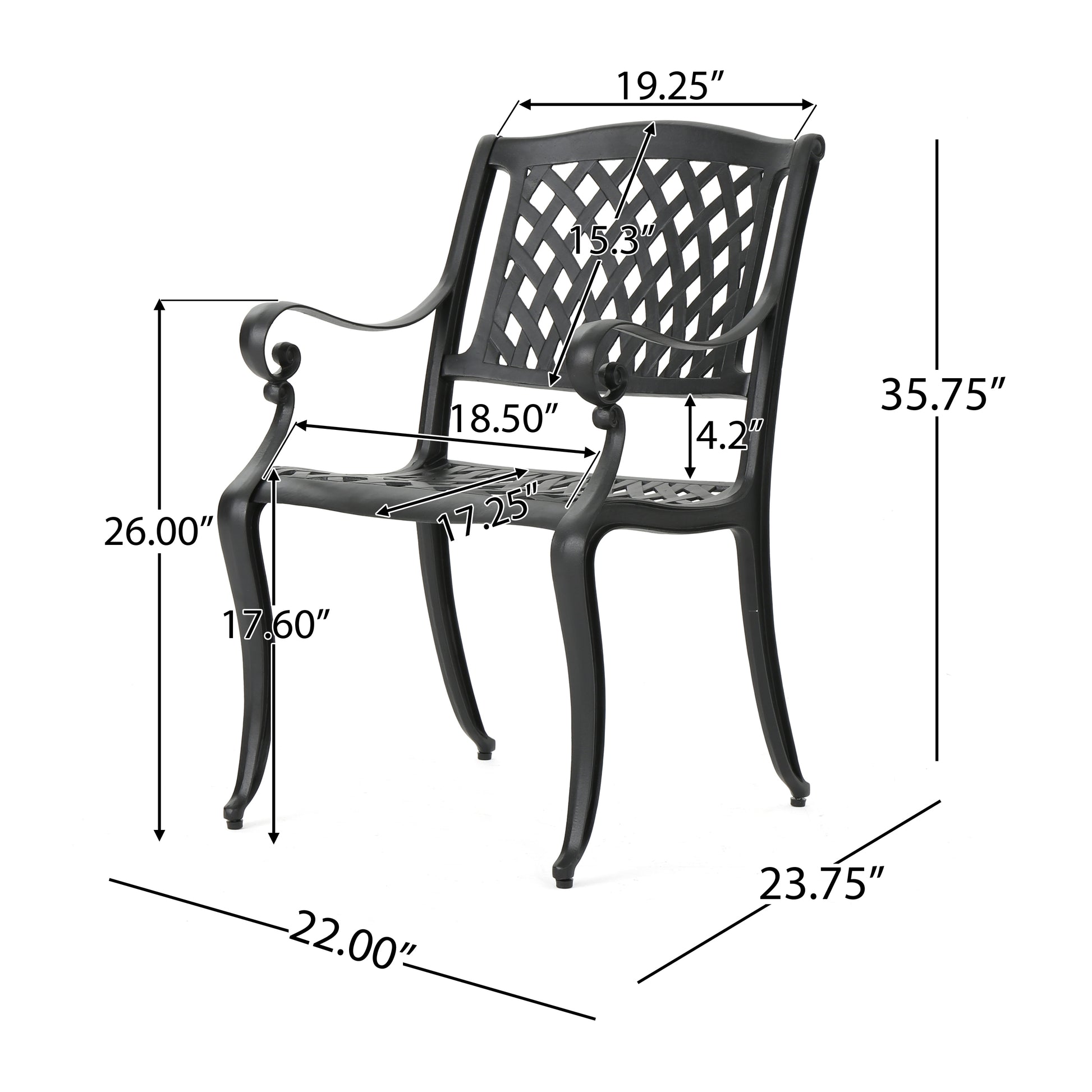 Black Aluminium Outdoor Dining Set for Patio Deck