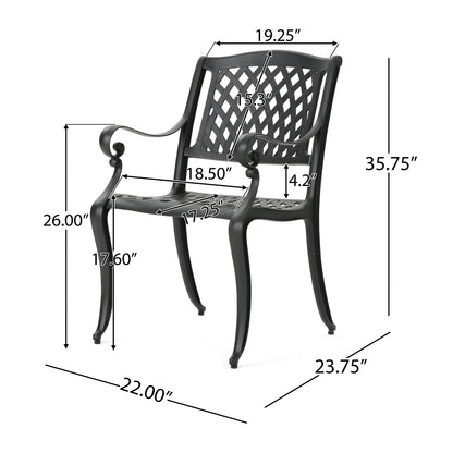 Black Aluminium Outdoor Dining Set for Patio Deck