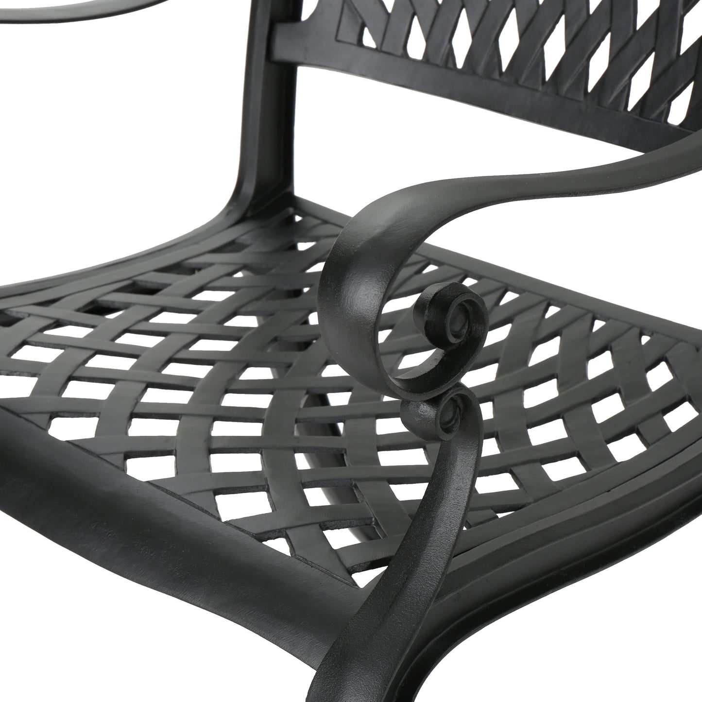 Black Aluminium Outdoor Dining Set for Patio Deck