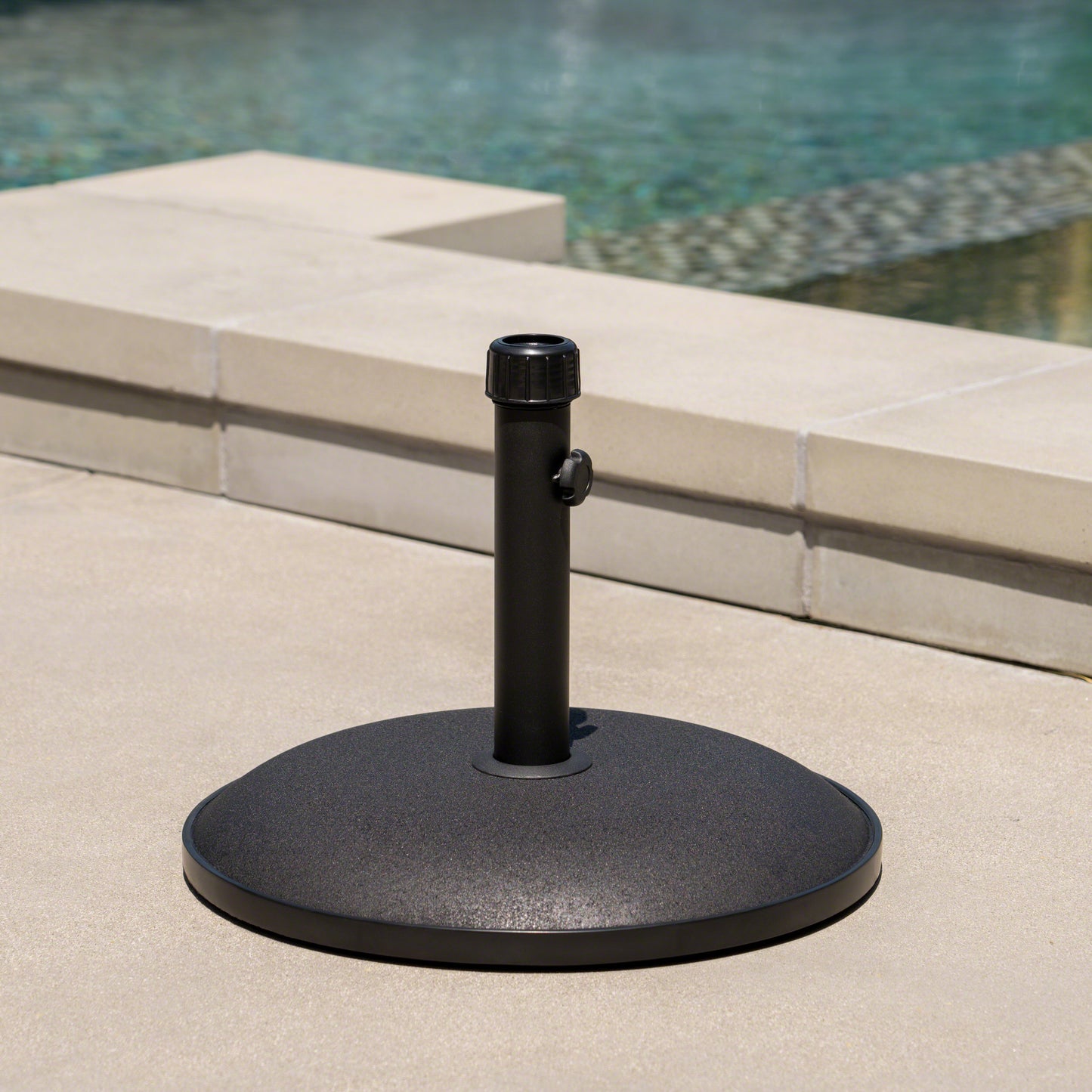 Black Concrete Umbrella Base - Weather-Ready Shade