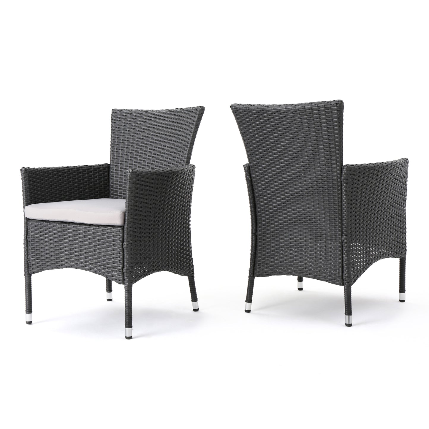 Malta Dining Chair Set of 2 - Grey Wicker Patio Furniture