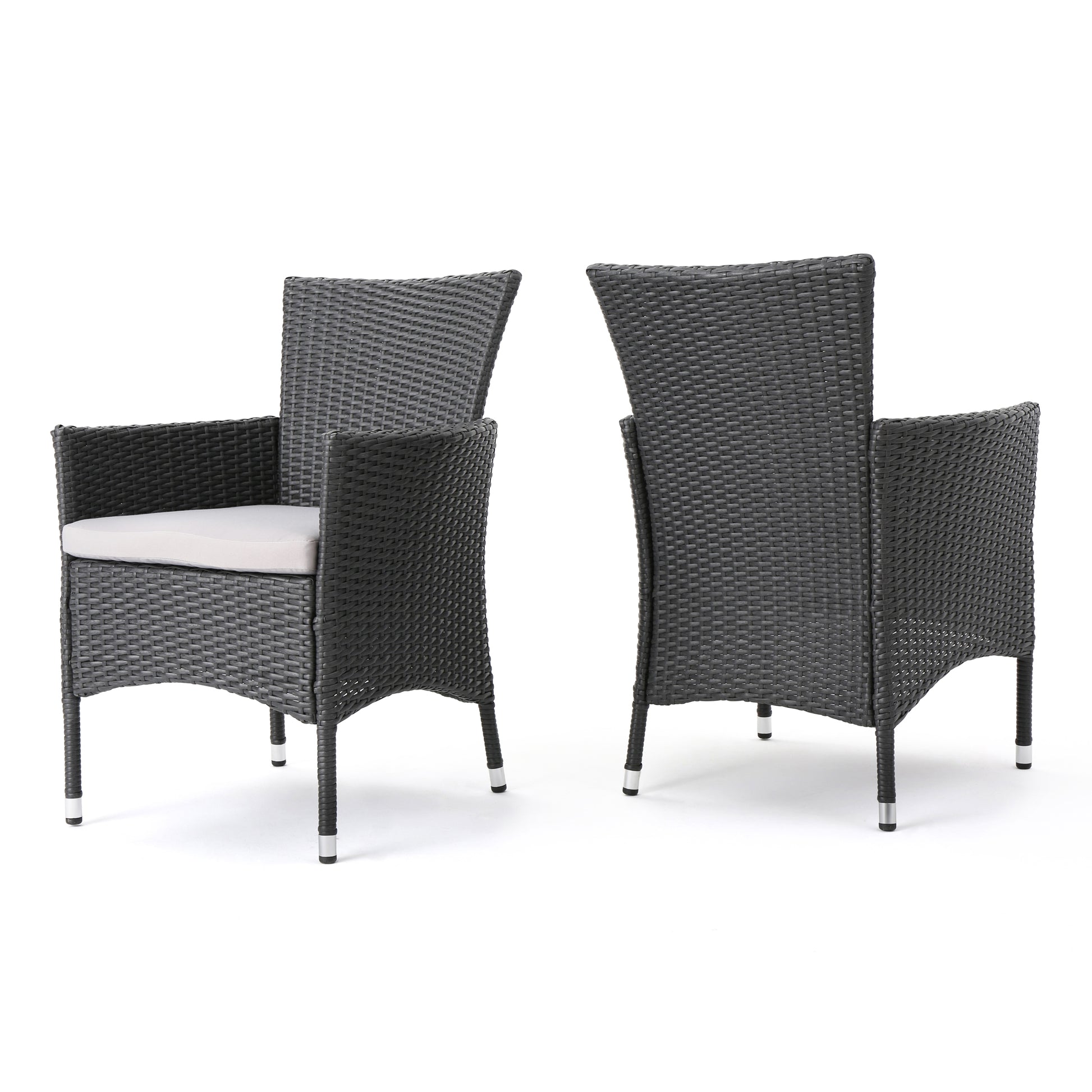 Malta Dining Chair Set of 2 - Grey Wicker Patio Furniture