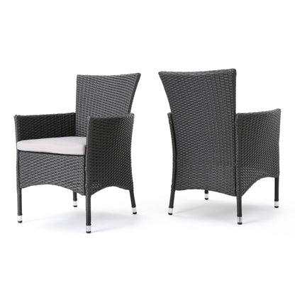Malta Dining Chair Set of 2 - Grey Wicker Patio Furniture