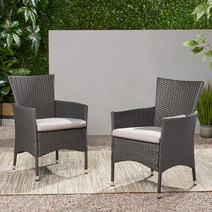 Malta Dining Chair Set of 2 - Grey Wicker Patio Furniture