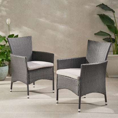 Malta Dining Chair Set of 2 - Grey Wicker Patio Furniture