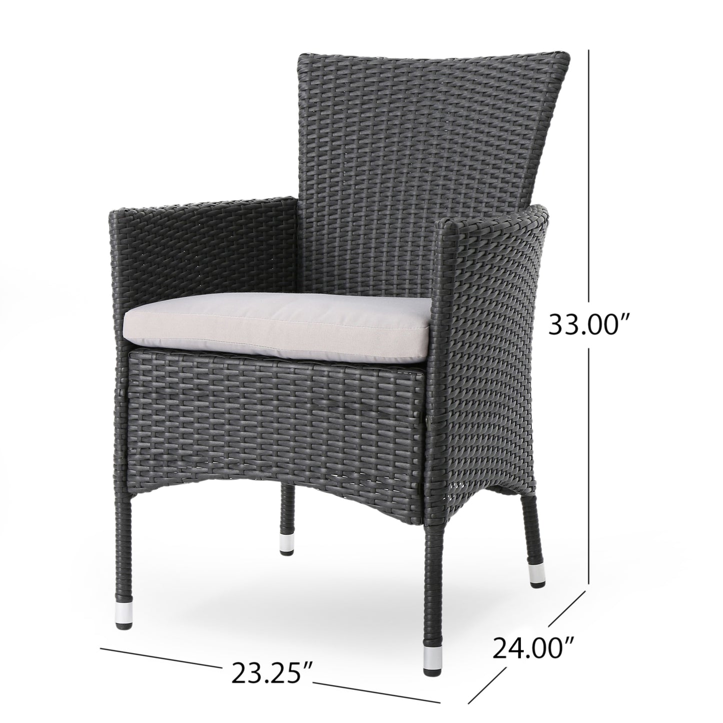 Malta Dining Chair Set of 2 - Grey Wicker Patio Furniture