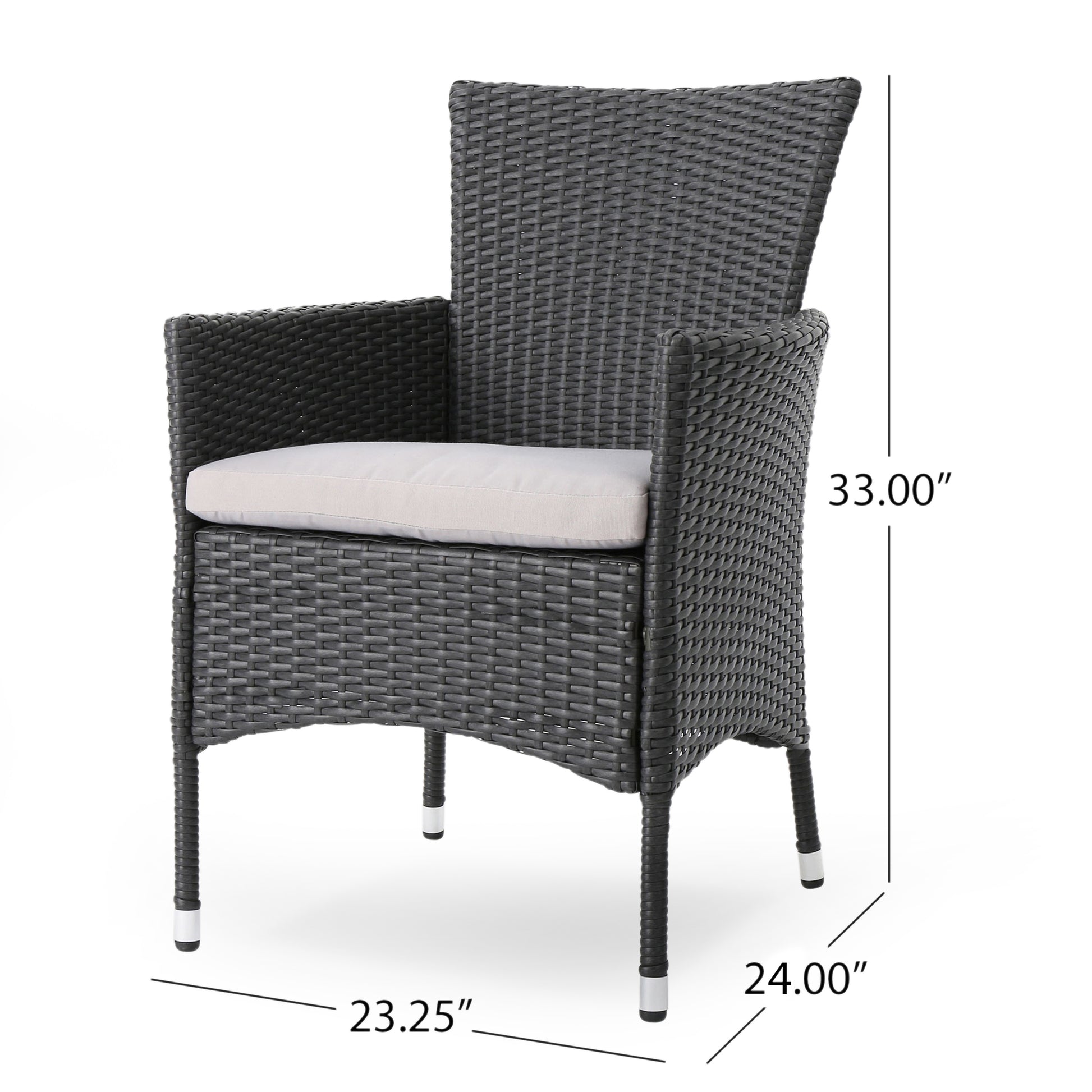 Malta Dining Chair Set of 2 - Grey Wicker Patio Furniture