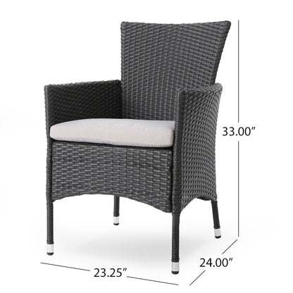 Malta Dining Chair Set of 2 - Grey Wicker Patio Furniture