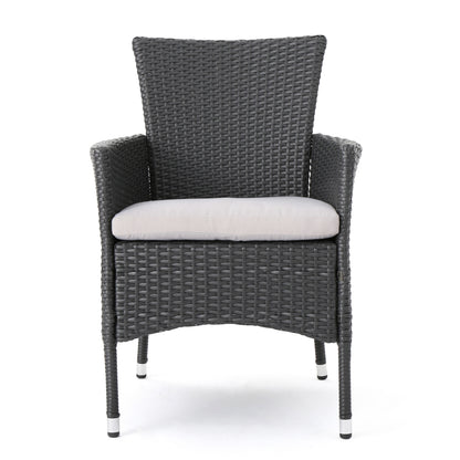 Malta Dining Chair Set of 2 - Grey Wicker Patio Furniture