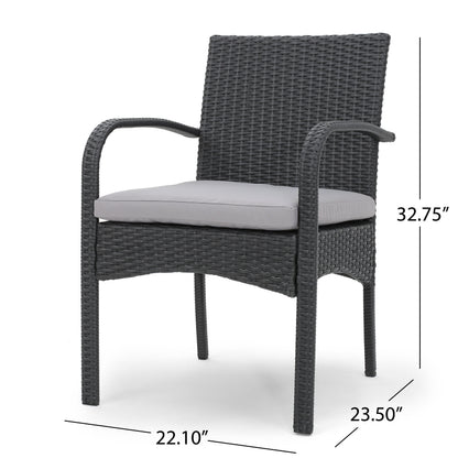Grey PE Rattan Patio Dining Chairs Set of 2