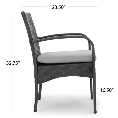 Grey PE Rattan Patio Dining Chairs Set of 2