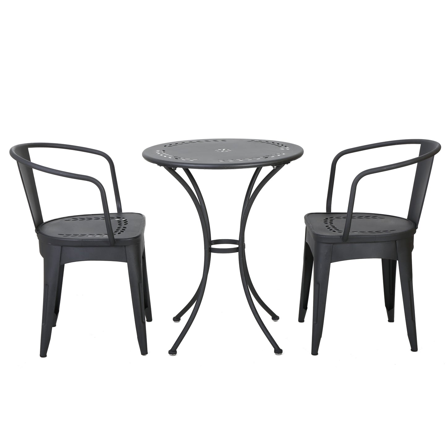 Black Iron Bistro Set 3 Piece Patio Table & Chairs