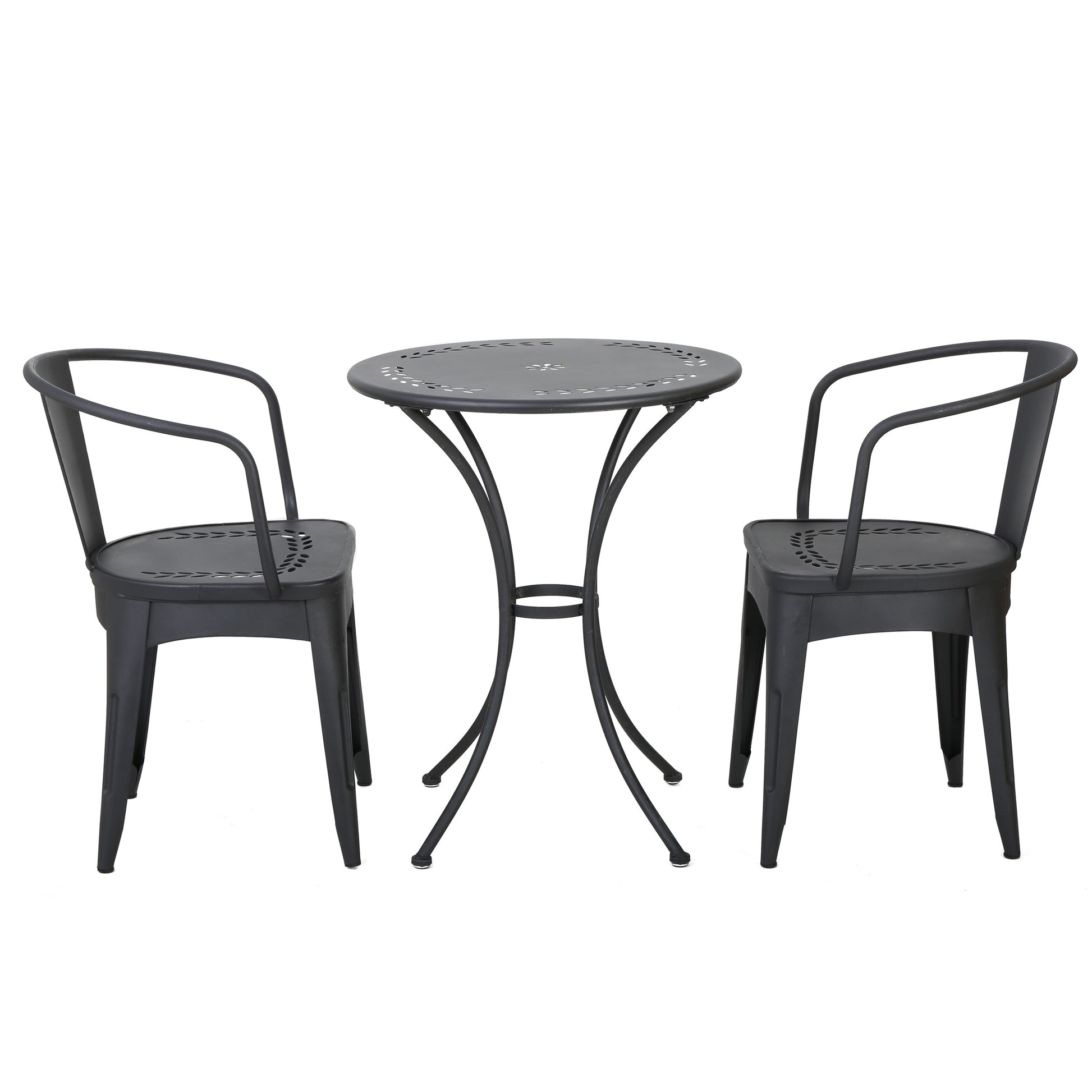 Black Iron Bistro Set 3 Piece Patio Table & Chairs