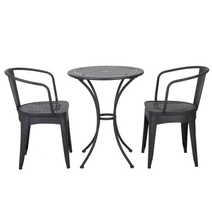 Black Iron Bistro Set 3 Piece Patio Table & Chairs