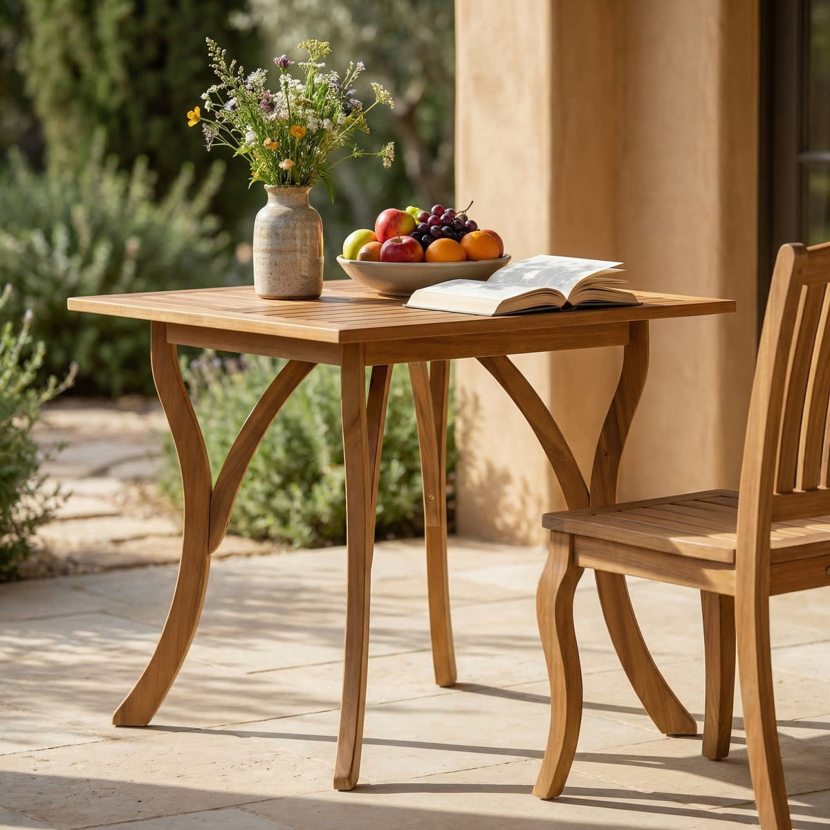 Teak Acacia Wood Square Outdoor Table for Garden or Poolside