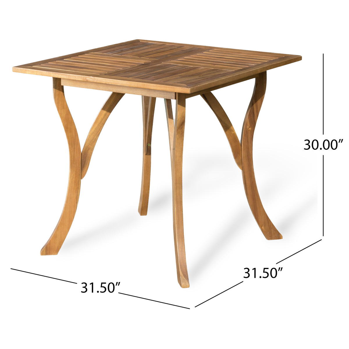 Teak Acacia Wood Square Outdoor Table for Garden or Poolside