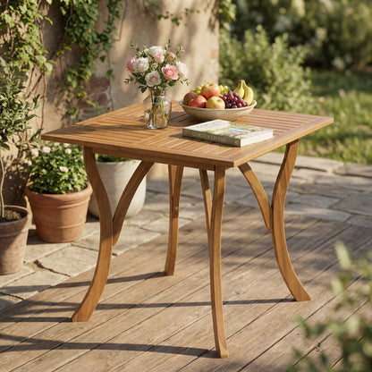 Outdoor Acacia Wood Square Dining Table - 31.50"L x 31.50"W x 30.00"H - Natural brown