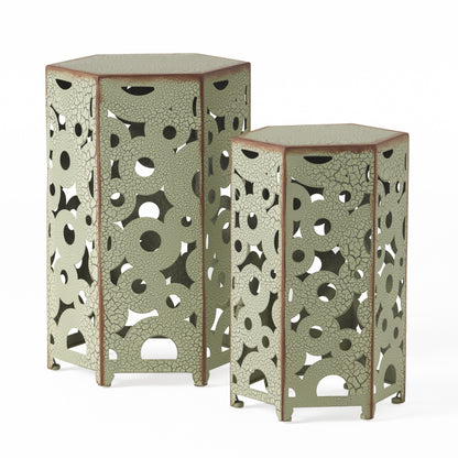 Antique Green Iron Accent Table - Outdoor Patio Set