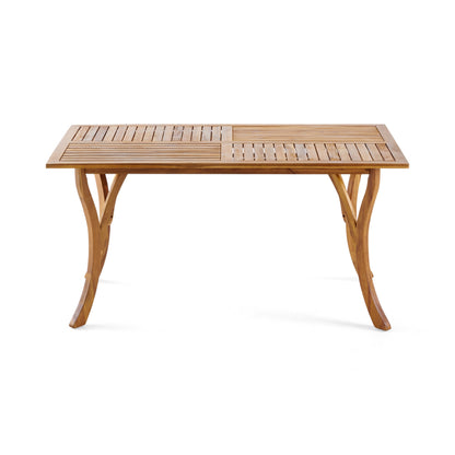 Teak Acacia Wood Outdoor Dining Table - 59 Inch Rectangular