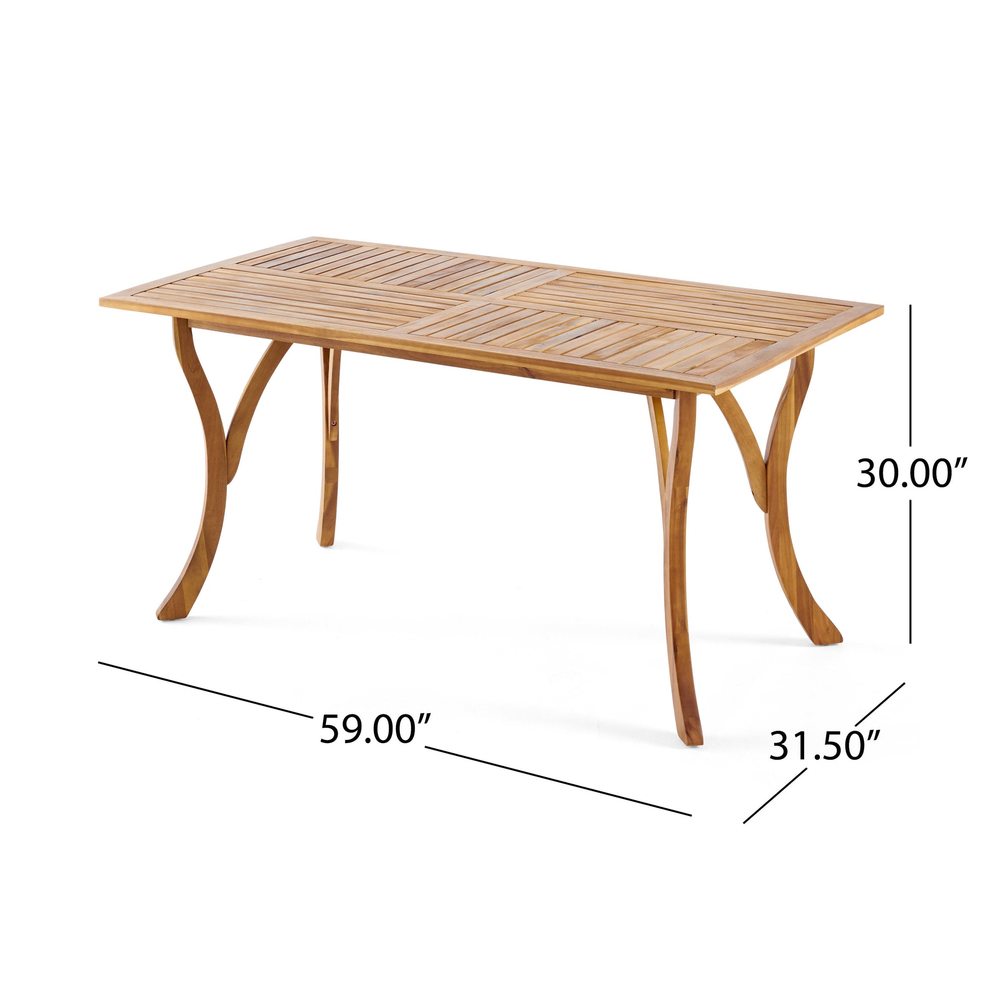 Teak Acacia Wood Outdoor Dining Table - 59 Inch Rectangular
